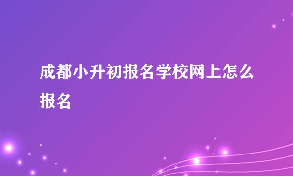 成都小升初报名学校网上怎么报名