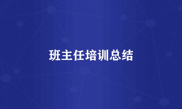 班主任培训总结