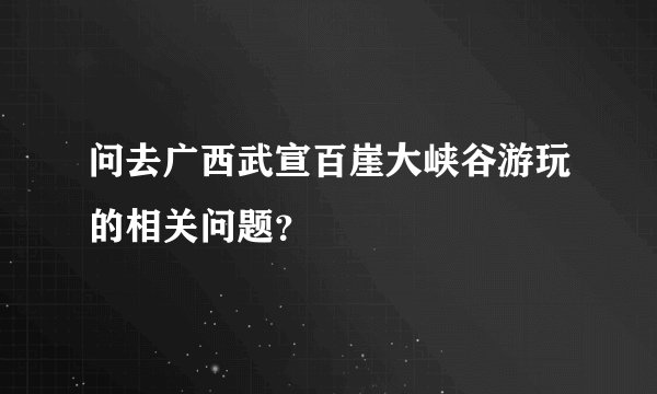 问去广西武宣百崖大峡谷游玩的相关问题？