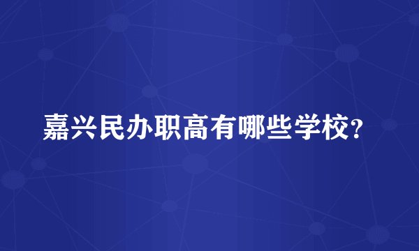 嘉兴民办职高有哪些学校？