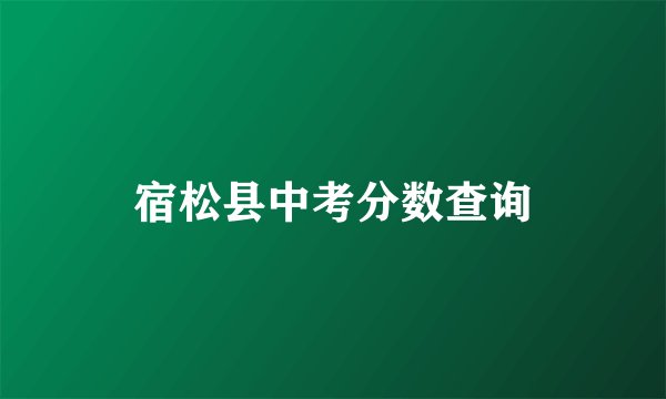 宿松县中考分数查询