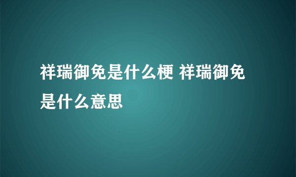 祥瑞御免是什么梗 祥瑞御免是什么意思