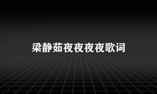 梁静茹夜夜夜夜歌词