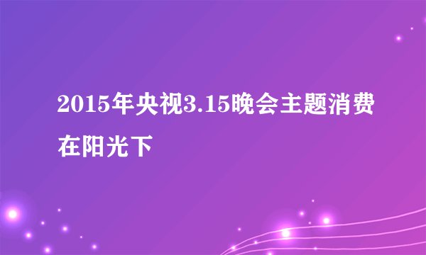 2015年央视3.15晚会主题消费在阳光下
