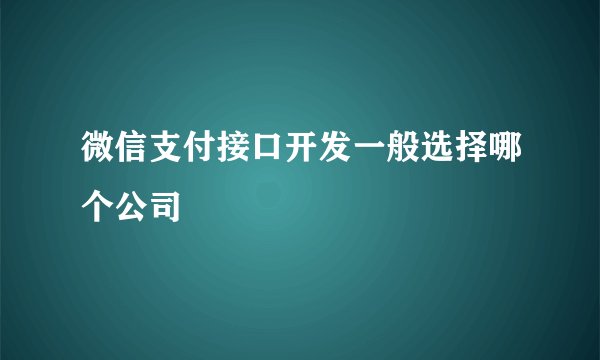 微信支付接口开发一般选择哪个公司