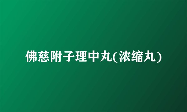 佛慈附子理中丸(浓缩丸)