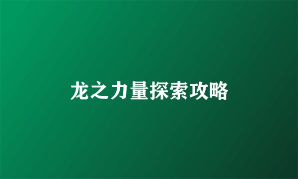龙之力量探索攻略