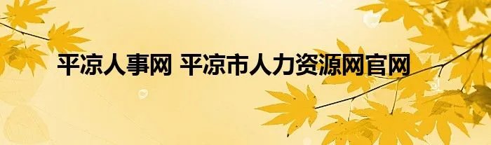 平凉人事网 平凉市人力资源网官网
