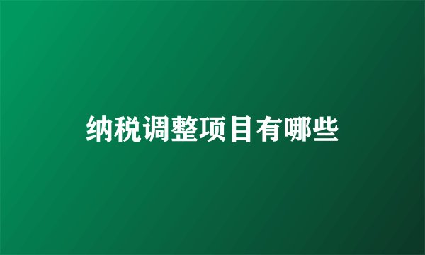 纳税调整项目有哪些