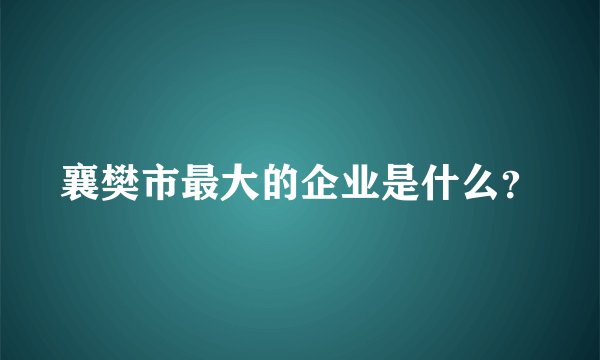 襄樊市最大的企业是什么？