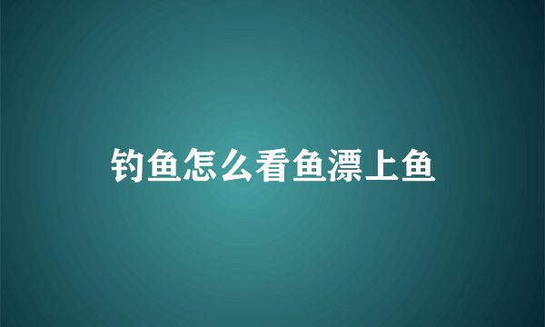 钓鱼怎么看鱼漂上鱼