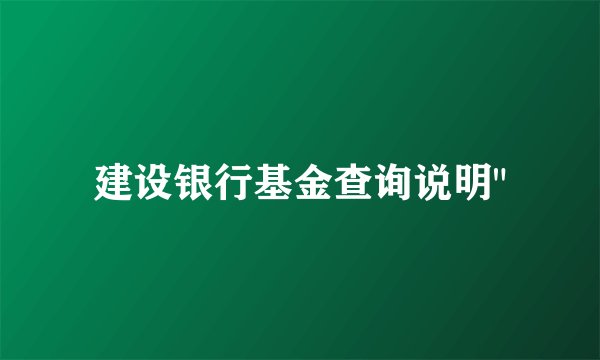 建设银行基金查询说明