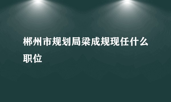 郴州市规划局梁成规现任什么职位