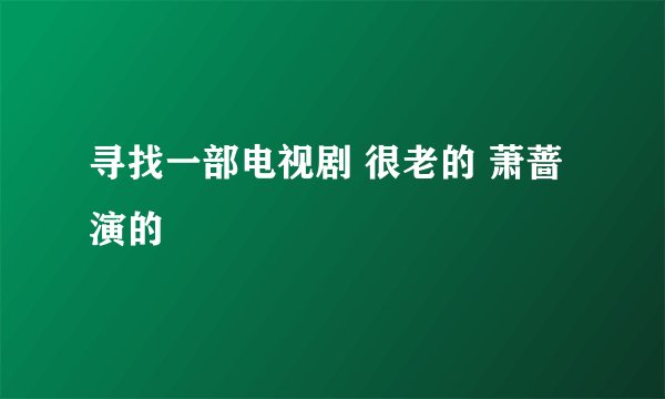 寻找一部电视剧 很老的 萧蔷演的