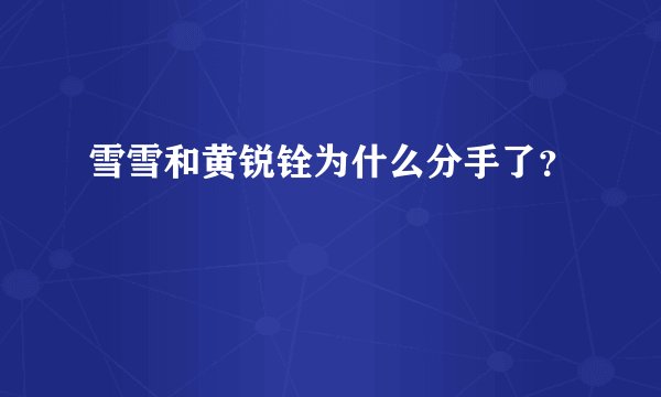 雪雪和黄锐铨为什么分手了？