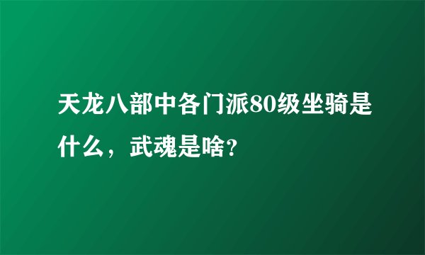 天龙八部中各门派80级坐骑是什么,武魂是啥?