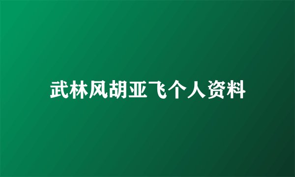 武林风胡亚飞个人资料