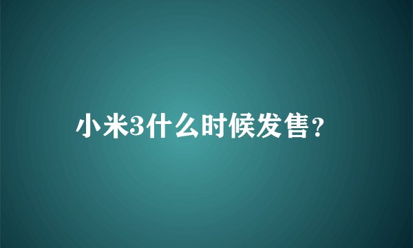 小米3什么时候发售？