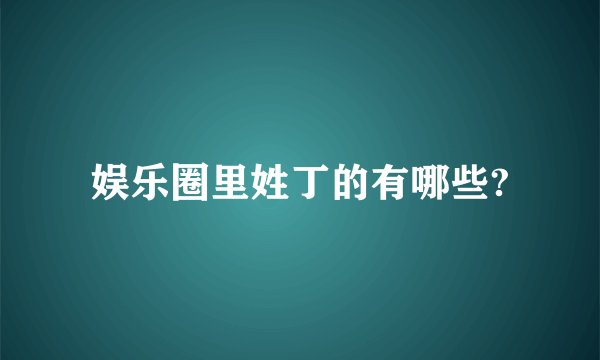 娱乐圈里姓丁的有哪些?
