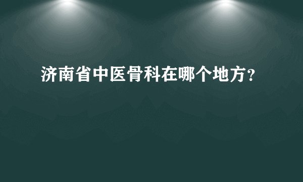济南省中医骨科在哪个地方？