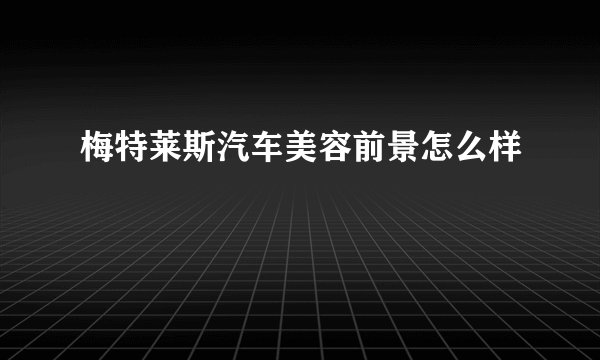 梅特莱斯汽车美容前景怎么样