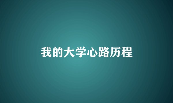 我的大学心路历程