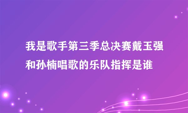 我是歌手第三季总决赛戴玉强和孙楠唱歌的乐队指挥是谁