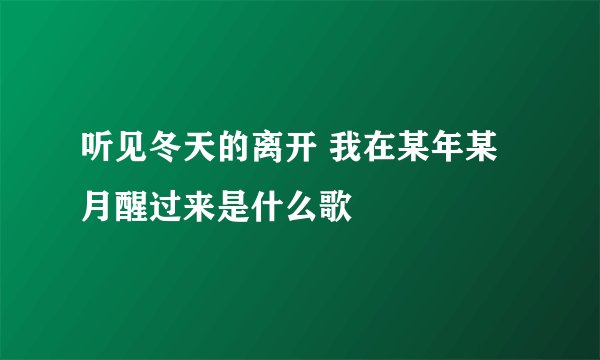 听见冬天的离开 我在某年某月醒过来是什么歌