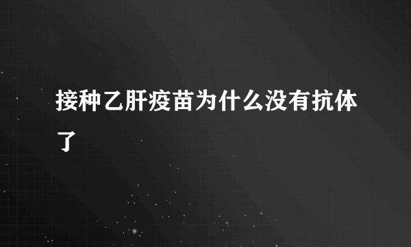 接种乙肝疫苗为什么没有抗体了