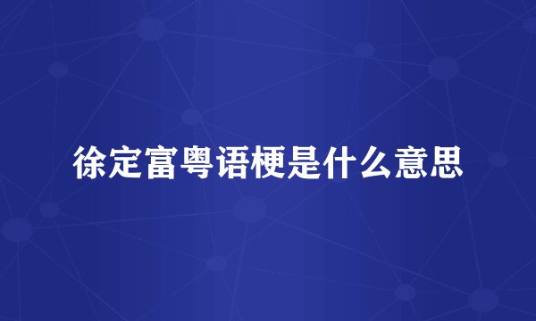 徐定富粤语梗是什么意思