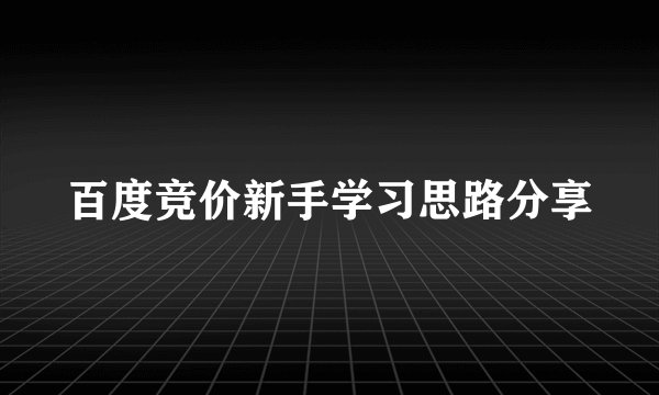 百度竞价新手学习思路分享