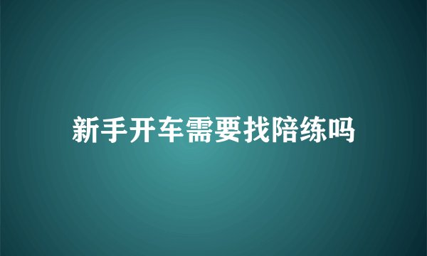 新手开车需要找陪练吗