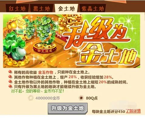 qq农场怎么升级金土地?