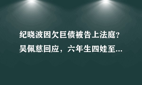 纪晓波因欠巨债被告上法庭？吴佩慈回应，六年生四娃至今未领证