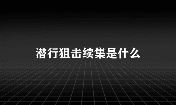 潜行狙击续集是什么