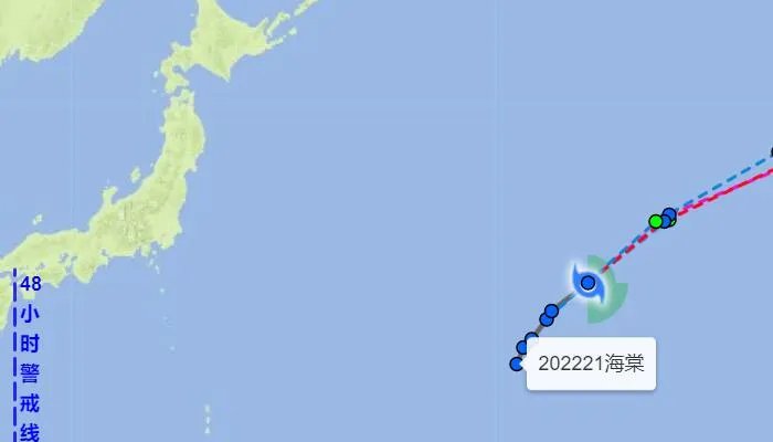 二十一号台风海棠路径实时发布路径图 未来会去往哪里