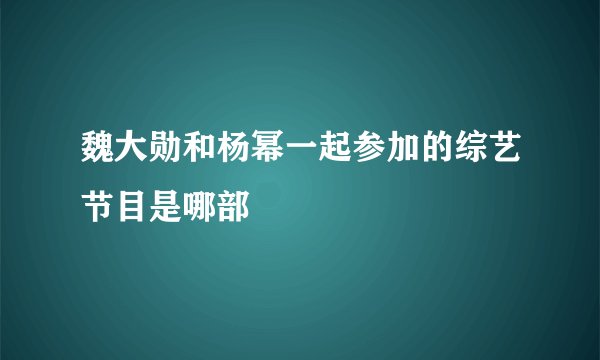 魏大勋和杨幂一起参加的综艺节目是哪部