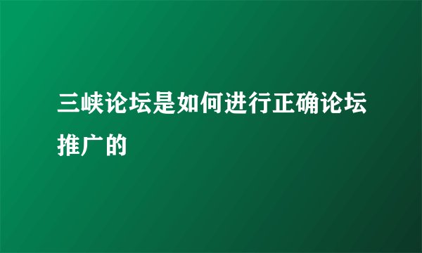 三峡论坛是如何进行正确论坛推广的