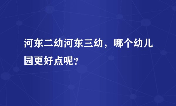 河东二幼河东三幼，哪个幼儿园更好点呢？