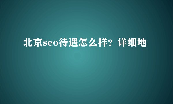 北京seo待遇怎么样？详细地