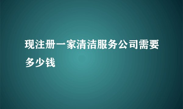 现注册一家清洁服务公司需要多少钱