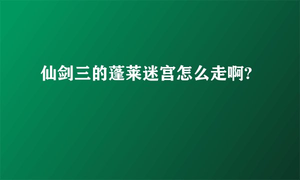 仙剑三的蓬莱迷宫怎么走啊?