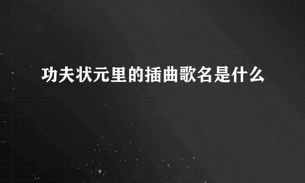 功夫状元里的插曲歌名是什么