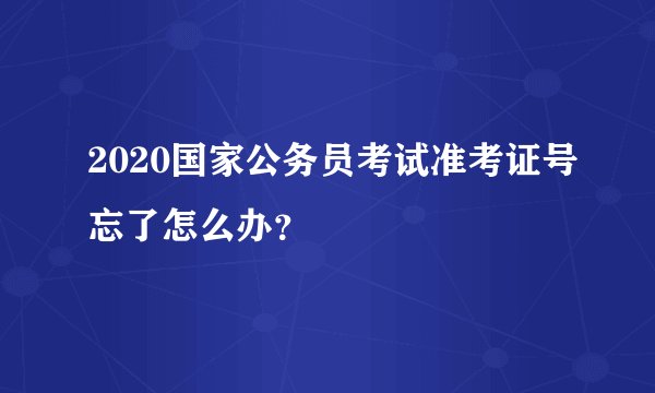 2020国家公务员考试准考证号忘了怎么办?