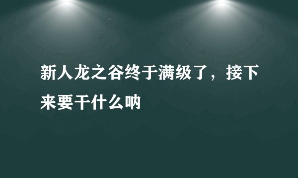 新人龙之谷终于满级了，接下来要干什么呐