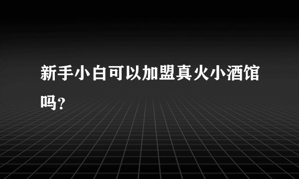 新手小白可以加盟真火小酒馆吗？