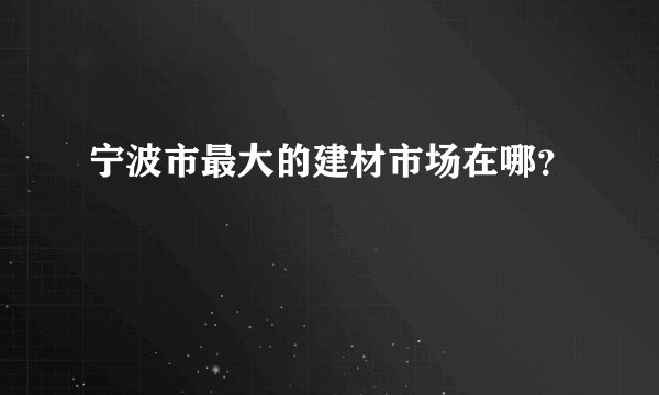 宁波市最大的建材市场在哪?