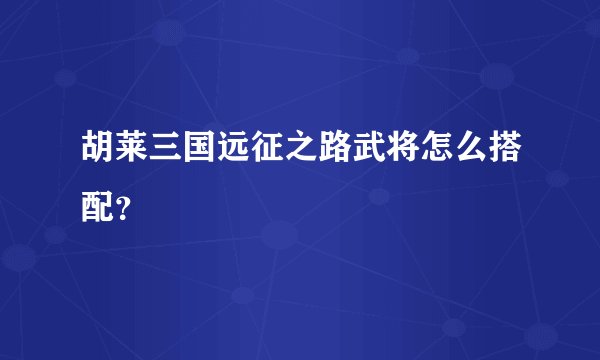 胡莱三国远征之路武将怎么搭配？