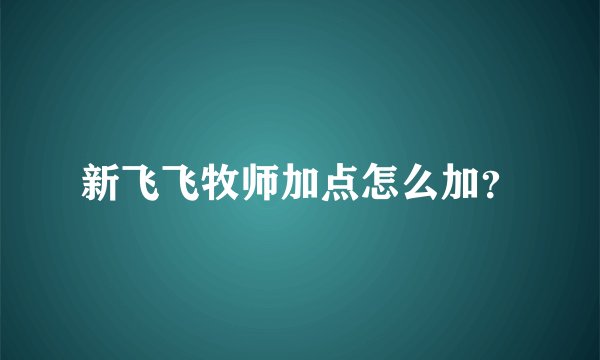 新飞飞牧师加点怎么加？
