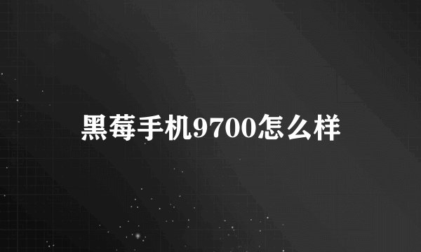 黑莓手机9700怎么样
